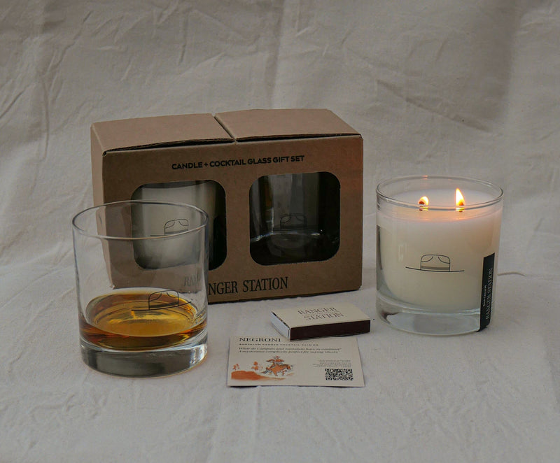 CANDLE + COCKTAIL GLASS GIFT SET Candle The perfect gift for the cocktail enthusiast 