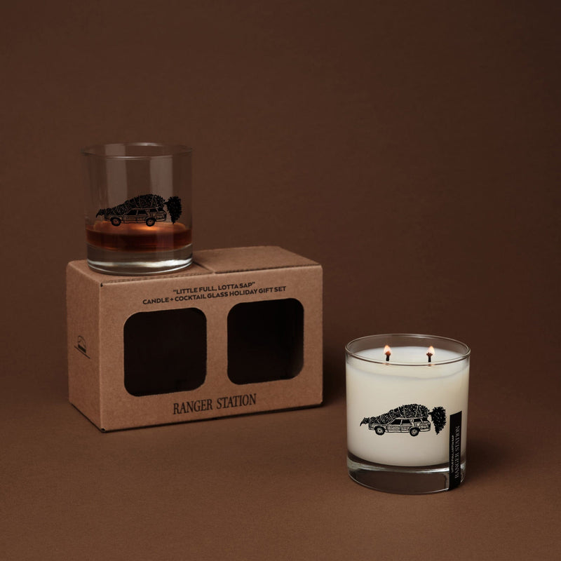 "LITTLE FULL, LOTTA SAP" CANDLE + COCKTAIL GLASS SET (LIMITED EDITION) Candle The perfect gift for the cocktail enthusiast 