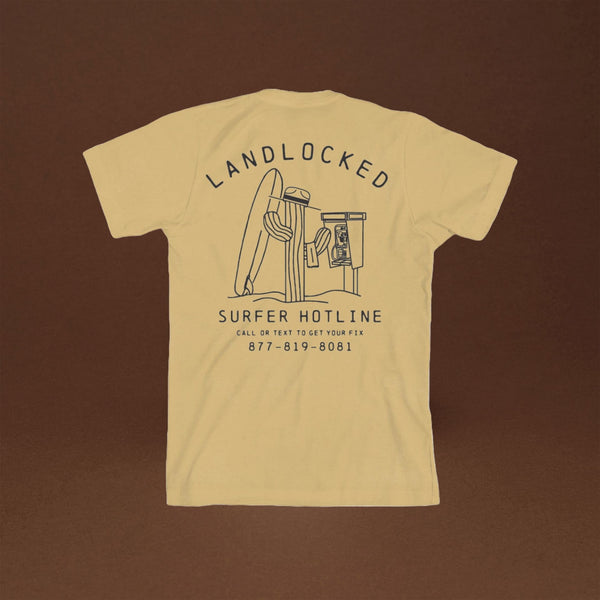 LANDLOCKED SURFER HOTLINE T-SHIRT (LIMITED EDITION) Accessory a limited t-shirt collaboration with almond surfboards 