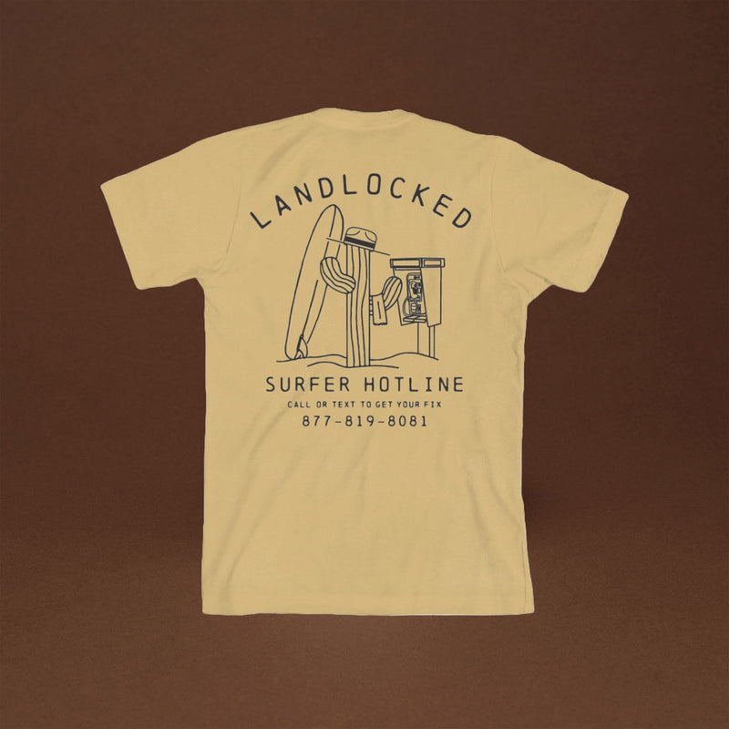 LANDLOCKED SURFER HOTLINE T-SHIRT (LIMITED EDITION) Accessory a limited t-shirt collaboration with almond surfboards 