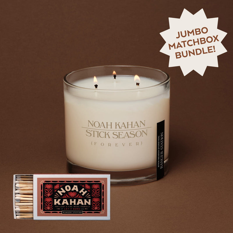 STICK SEASON (FOREVER) MAMMOTH CANDLE + JUMBO MATCHBOOK BUNDLE Candle inspired by the best-selling album stick season 
