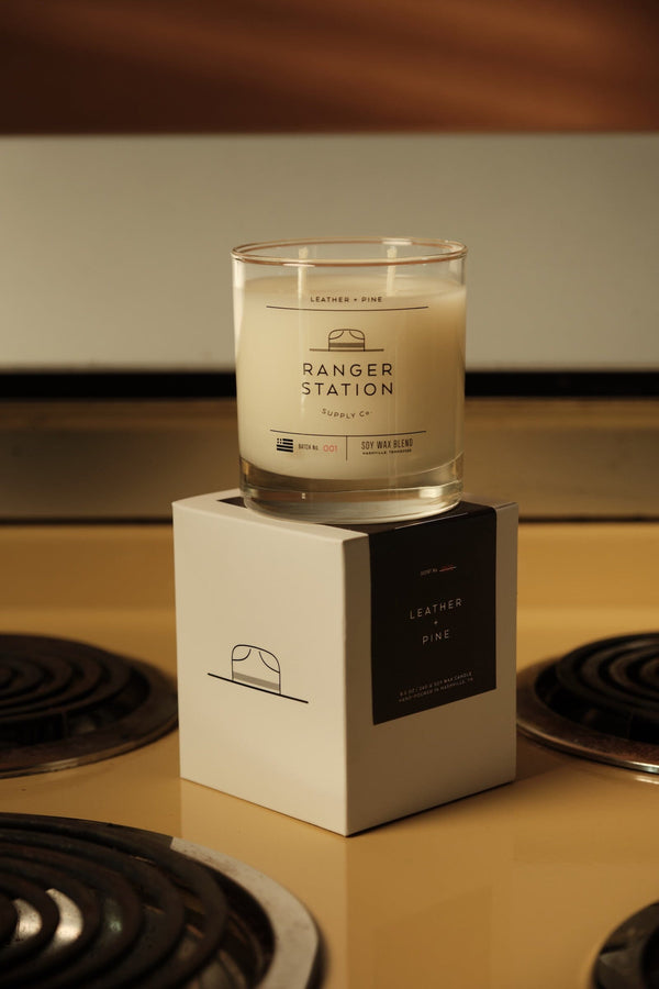 LEATHER + PINE CANDLE (2015 EDITION) Candle tanned leather / pine sap / amber / sandalwood 